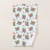 Red Bow Holly kerst Bells Pattern Bad Handdoek (Handdoek)