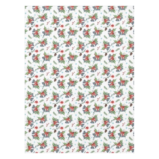 Red Bow Holly kerst Bells Pattern Tafelkleed (Voorkant)