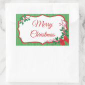 Red Bow Holly Kerst Lijst Rechthoekige Sticker (Tas)