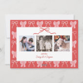Red Bow Horse Chinese New Year 3 Photo Feestdagenkaart (Achterkant)