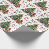 Red Bow Irish Setter Dog Holiday Tree Cadeaupapier (Hoek)