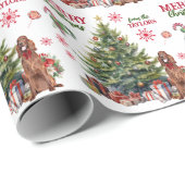 Red Bow Irish Setter Dog Holiday Tree Cadeaupapier (Rol Hoek)