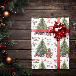 Red Bow Irish Setter Dog Holiday Tree Cadeaupapier