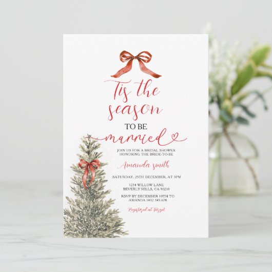 Red Bow is het seizoen om te trouwen Vrijgezellenf Kaart (Staand voorkant)