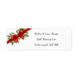 Red Bow Kerst Mailing Adresetiketten Etiket