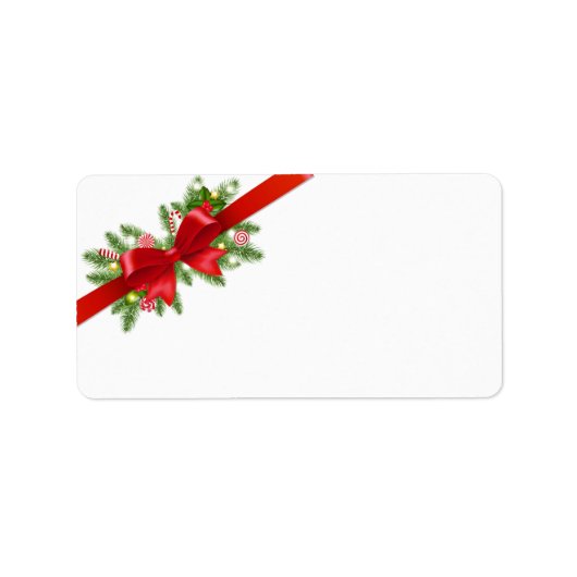Red Bow Kerst Mailing Adresetiketten Etiket (Voorkant)