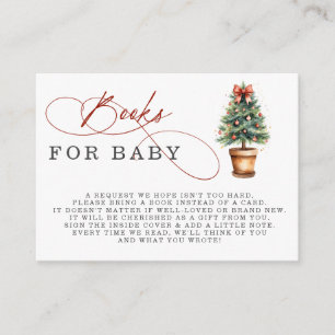 Red Bow Kerstboom Baby shower Boek Verzoek Informatiekaartje