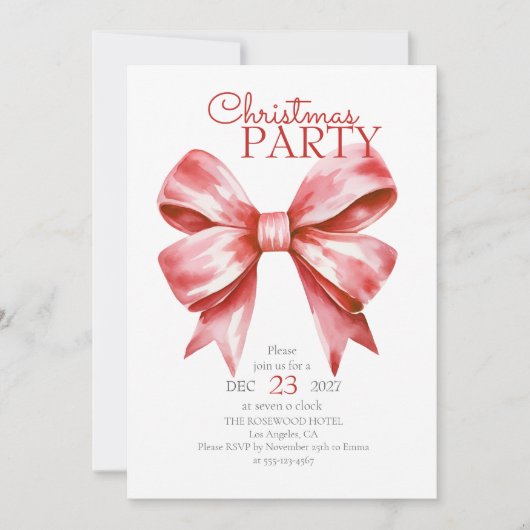 Red Bow kerstfeest Kaart (Voorkant)