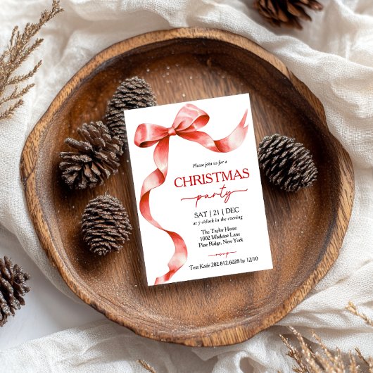 Red Bow kerstfeest uitnodiging