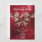 Red Bow kerstfeest uitnodiging (Voorkant)