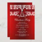 Red Bow & Lace Kerstfeest Kaart (Voorkant / Achterkant)