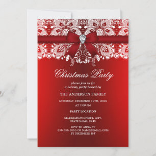 Red Bow & Lace Kerstfeest Kaart