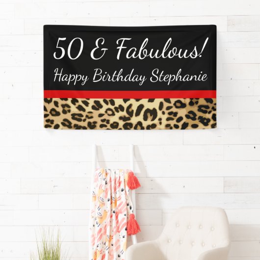 Red Bow Leopard 50th Fabulous Birthday Party Spandoek (Insitu)