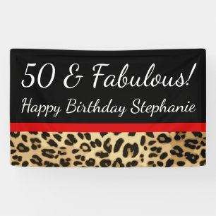 Red Bow Leopard 50th Fabulous Birthday Party Spandoek
