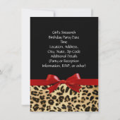 Red Bow Luipaard Print Sweet 16 Verjaardagsfeest Kaart (Achterkant)