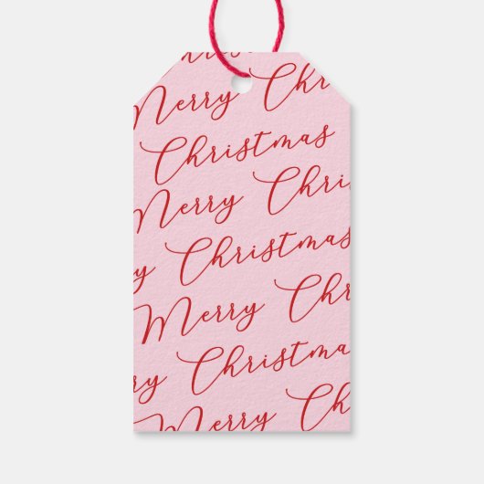 Red Bow Merry Christmas Gift Label Cadeaulabel (Achterkant)