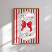 Red Bow Merry Christmas Holiday Poster