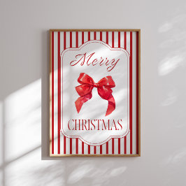 Red Bow Merry Christmas Holiday Poster