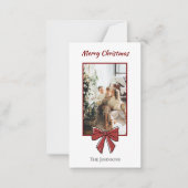 Red Bow Merry Christmas Personalized Note Card Notitiekaartje (Voorkant)