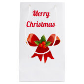 Red Bow Merry kerst Klein Cadeauzakje (Voorkant)