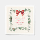 Red Bow Merry Little Christmas Baby Shower Servet (Voorkant)