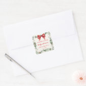 Red Bow Merry Little Christmas Baby Shower Vierkante Sticker (Envelop)