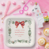Red Bow Merry Little Christmas Bridal Shower Papieren Bordje (Feest)