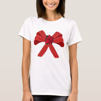 RED BOW met poinsettia T-shirt
