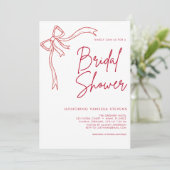 Red Bow Minimal en Chic Vrijgezellenfeest Kaart (Staand voorkant)