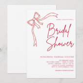 Red Bow Minimal en Chic Vrijgezellenfeest Kaart (Voorkant / Achterkant)