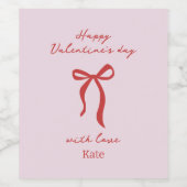 Red Bow Minimalist Valentijnsdag Wijn Etiket (Enkel label)