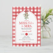 Red Bow Miss tletoe naar Mrs Vrijgezellenfeest Hol Kaart (Staand voorkant)