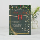 Red Bow, Ornamenten Green Company Kerstfeest Kaart (Staand voorkant)