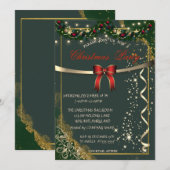 Red Bow, Ornamenten Green Company Kerstfeest Kaart (Voorkant / Achterkant)