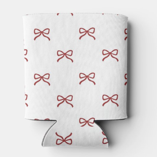 Red Bow Pattern Pastel Modern Party Accessory Blikjeskoeler (Achterkant)