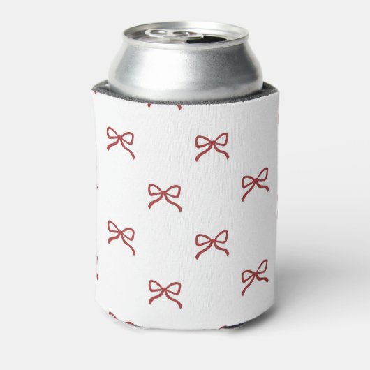 Red Bow Pattern Pastel Modern Party Accessory Blikjeskoeler (Blikje Achterkant)