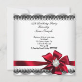 Red Bow Pearl Lace Pearl Birthday Party Kaart (Achterkant)