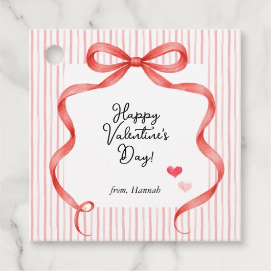 Red Bow | Personalized Valentine’s Day Treat Bedankjes Labels (Voorkant)