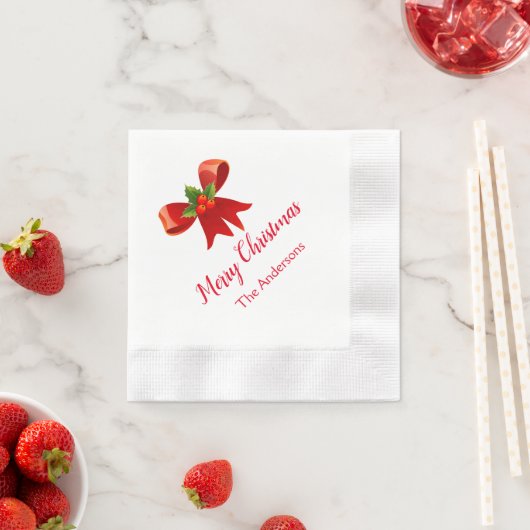 Red Bow Persoonlijke kerstfeest Napkins Servet (Insitu)
