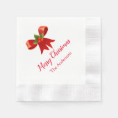 Red Bow Persoonlijke kerstfeest Napkins Servet (Voorkant)