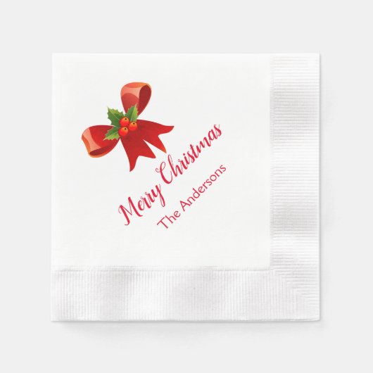 Red Bow Persoonlijke kerstfeest Napkins Servet (Voorkant)