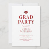 Red Bow Photo Graduation Party Kaart (Achterkant)