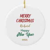 Red Bow Pine Bough Berry Labrador Retriever Dog Keramisch Ornament (Achterkant)