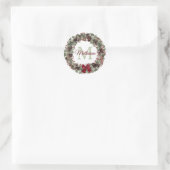 Red Bow Pinecone Wreater Monogram Kerstmis Ronde Sticker (Tas)