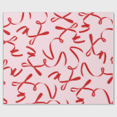 Red Bow Pink Retro Cadeaupapier (Vlak)