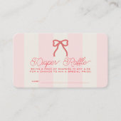 Red Bow & Pink Stripes Baby Diaper Raffle Ticket Informatiekaartje (Voorkant)