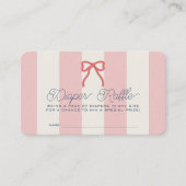 Red Bow & Pink Stripes Baby Diaper Raffle Ticket Informatiekaartje (Voorkant)