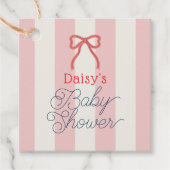 Red Bow & Pink Stripes Baby Shower Bedankjes Labels (Voorkant)