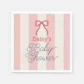 Red Bow & Pink Stripes Baby Shower Servet (Voorkant)