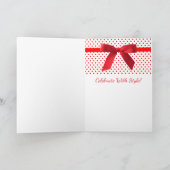 Red Bow Polka Dots Happy Birthday Festive Girly Kaart (Binnen)